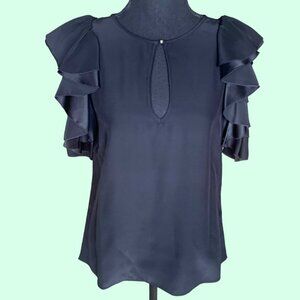 parker cold shoulder ruffle blouse
